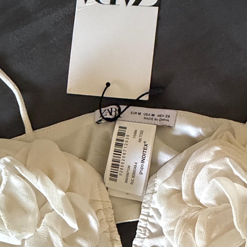 Zara Ivory Floral Bandeau Crop top - Picture 5 of 9